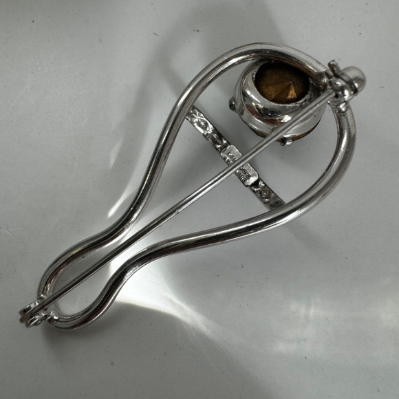 Vintage Brooch Bond Boyd Sterling Smoky Grey Rhinestone Round 60's Pin - Picture 8 of 10